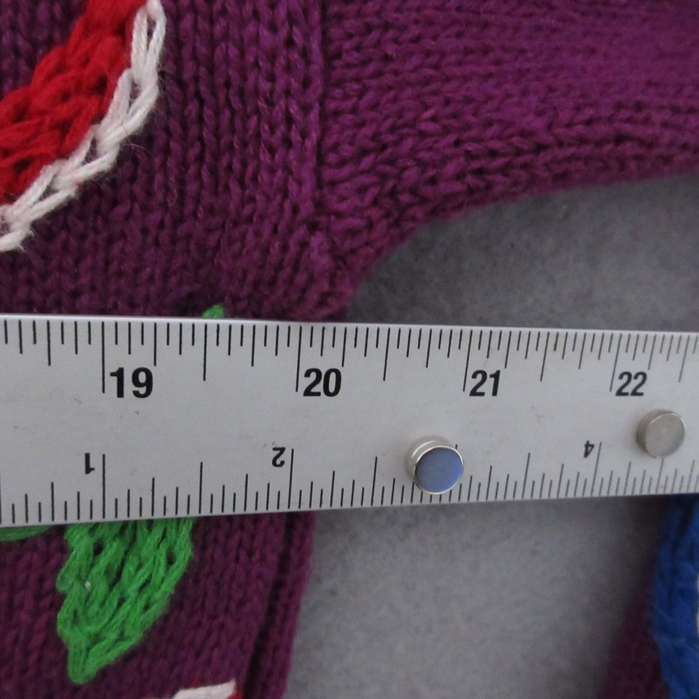 Vintage Rafia Sweater Cardigan Large Floral Embroidered Colorful Statement Boho - Picture 6 of 14